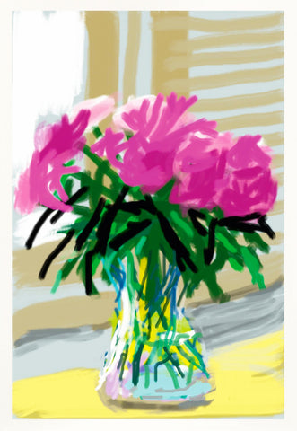 David Hockney "Untitled" Peonies iPhone Drawing. My Window No. 535.