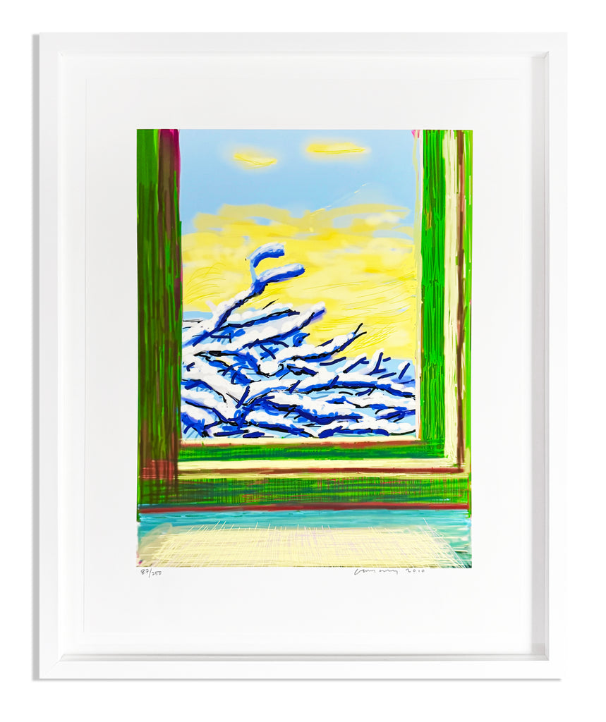 David Hockney "Untitled" Snow Window iPad Drawing. My Window No. 610.