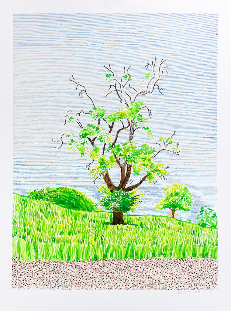 David Hockney "Hawthorn Bush in Front of a Very Old and Dying Pear Tree"