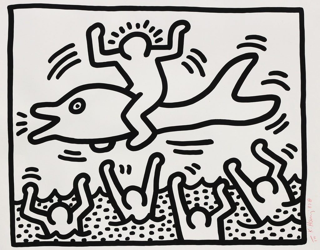 Keith Haring "Untitled" Man on Dolphin