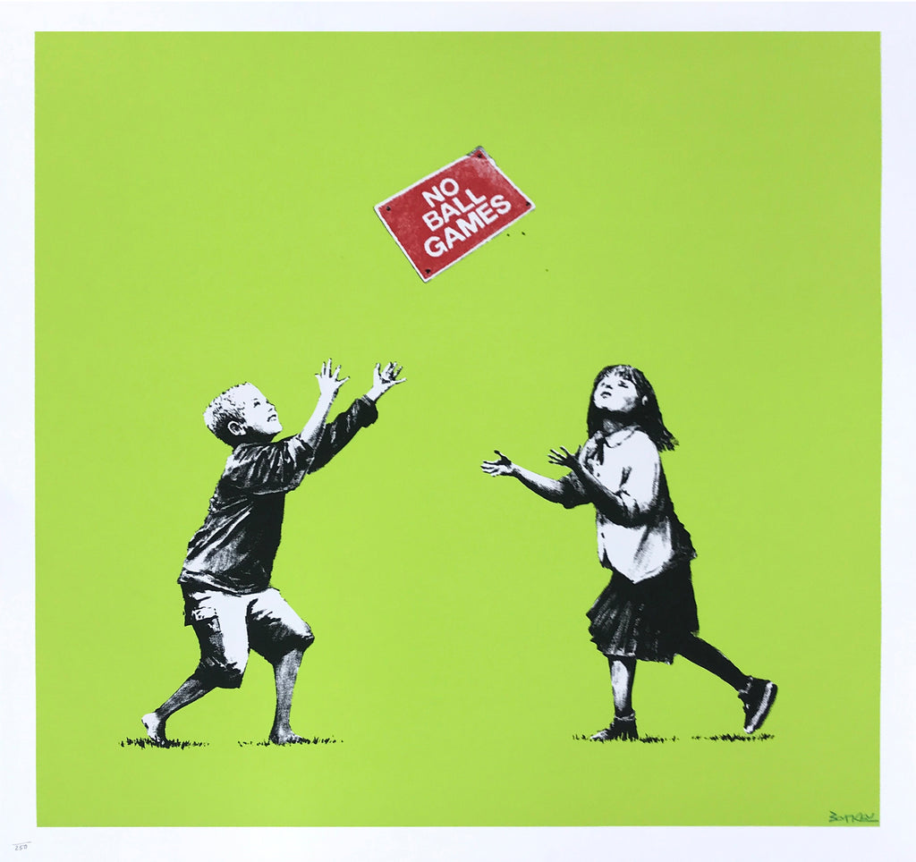 Banksy "No Ball Games" Green Signed Print