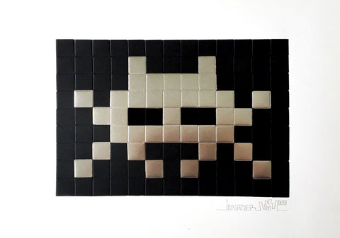 Space Invader Silver Invasion Screen Print
