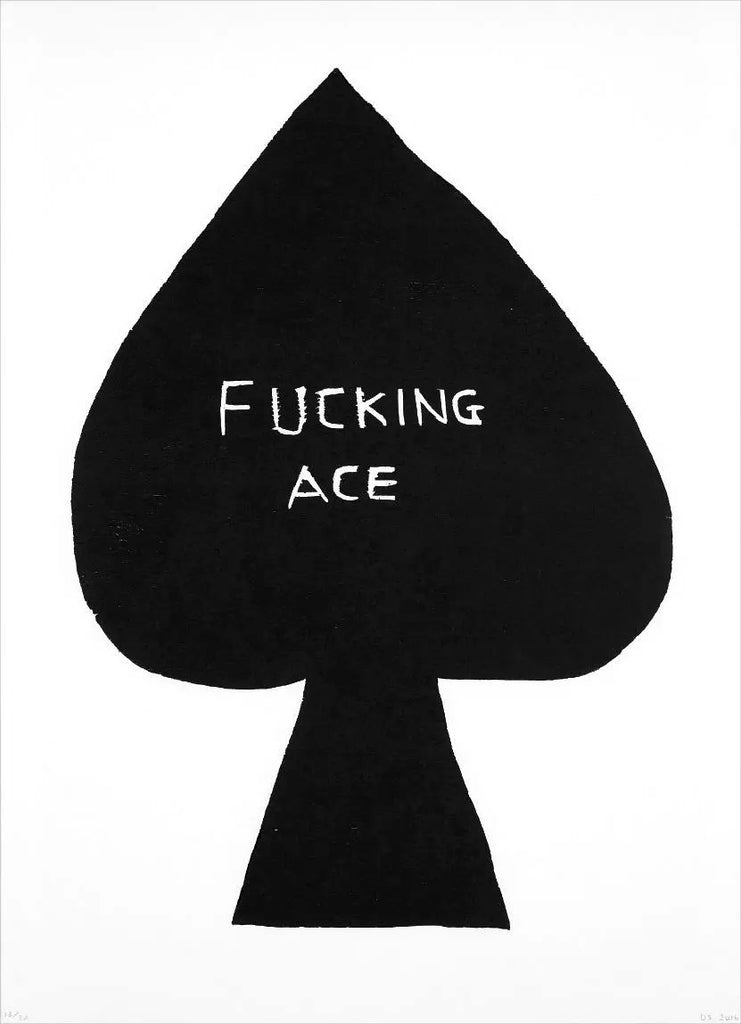 David Shrigley Fucking Ace Poker Card Wood Cut Print