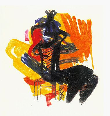 Henry Moore "Black Seated Figure on Orange Ground"
