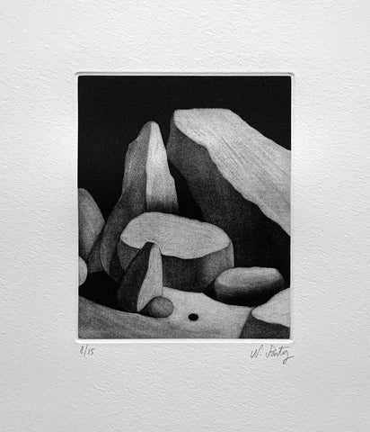 Nicolas Party "Rocks II" Mezzotint Landscape